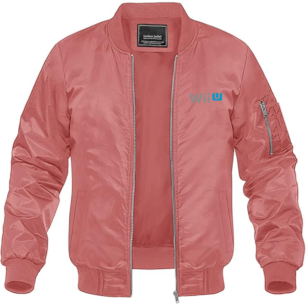 Men's Wii-U Logo Lightweight Bomber Jacket Windbreaker Softshell Varsity Jacket Coat