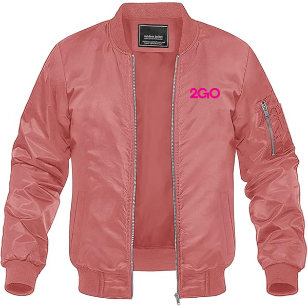 Men's 2GO Logo Lightweight Bomber Jacket Windbreaker Softshell Varsity Jacket Coat