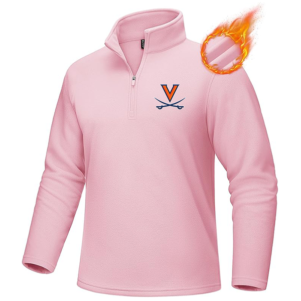 Men's Virginia Cavaliers  MAGCOMSEN Men_s Quarter-Zip Pullover Polar Fleece Sweatshirt Stand Collar Long Sleeve Shirt for Men Thermal Winter Fall