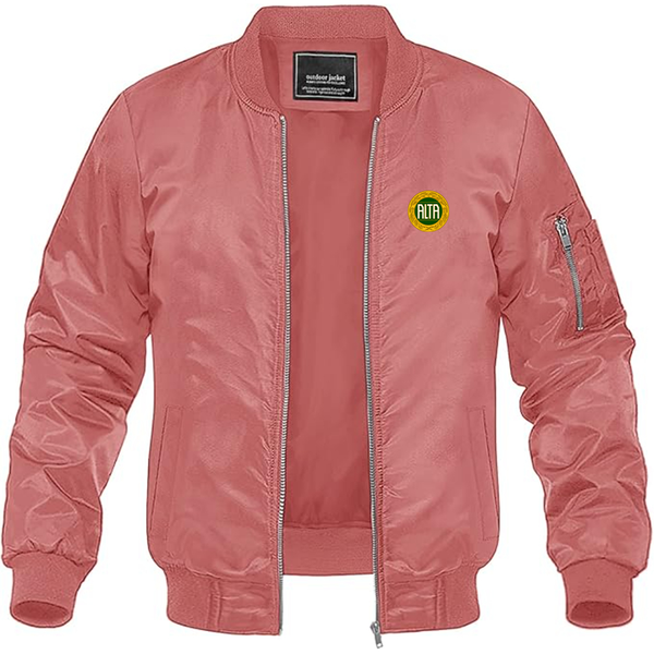 Men's Alta Automobile Logo Lightweight Bomber Jacket Windbreaker Softshell Varsity Jacket Coat