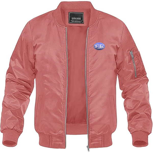Men's Delage Logo Lightweight Bomber Jacket Windbreaker Softshell Varsity Jacket Coat