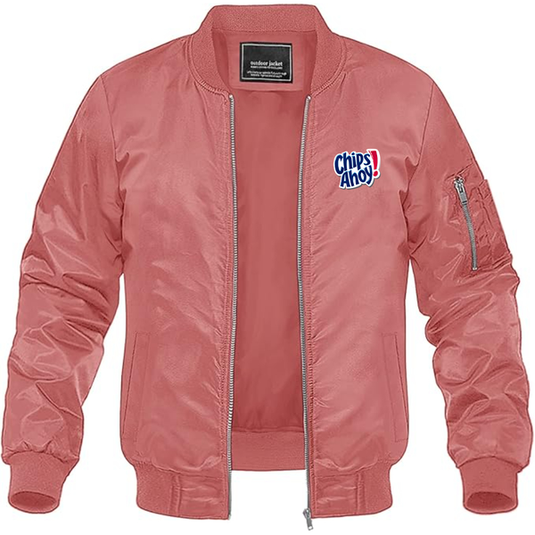 Men's  Chips Ahoy Lightweight Bomber Jacket Windbreaker Softshell Varsity Jacket Coat