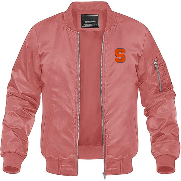 Men's Syracuse Orange Lightweight Bomber Jacket Windbreaker Softshell Varsity Jacket Coat