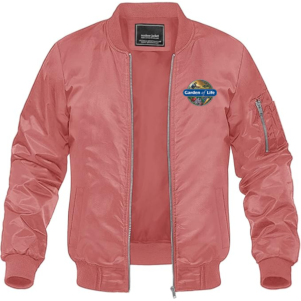 Men's Garden of Life Logo Lightweight Bomber Jacket Windbreaker Softshell Varsity Jacket Coat