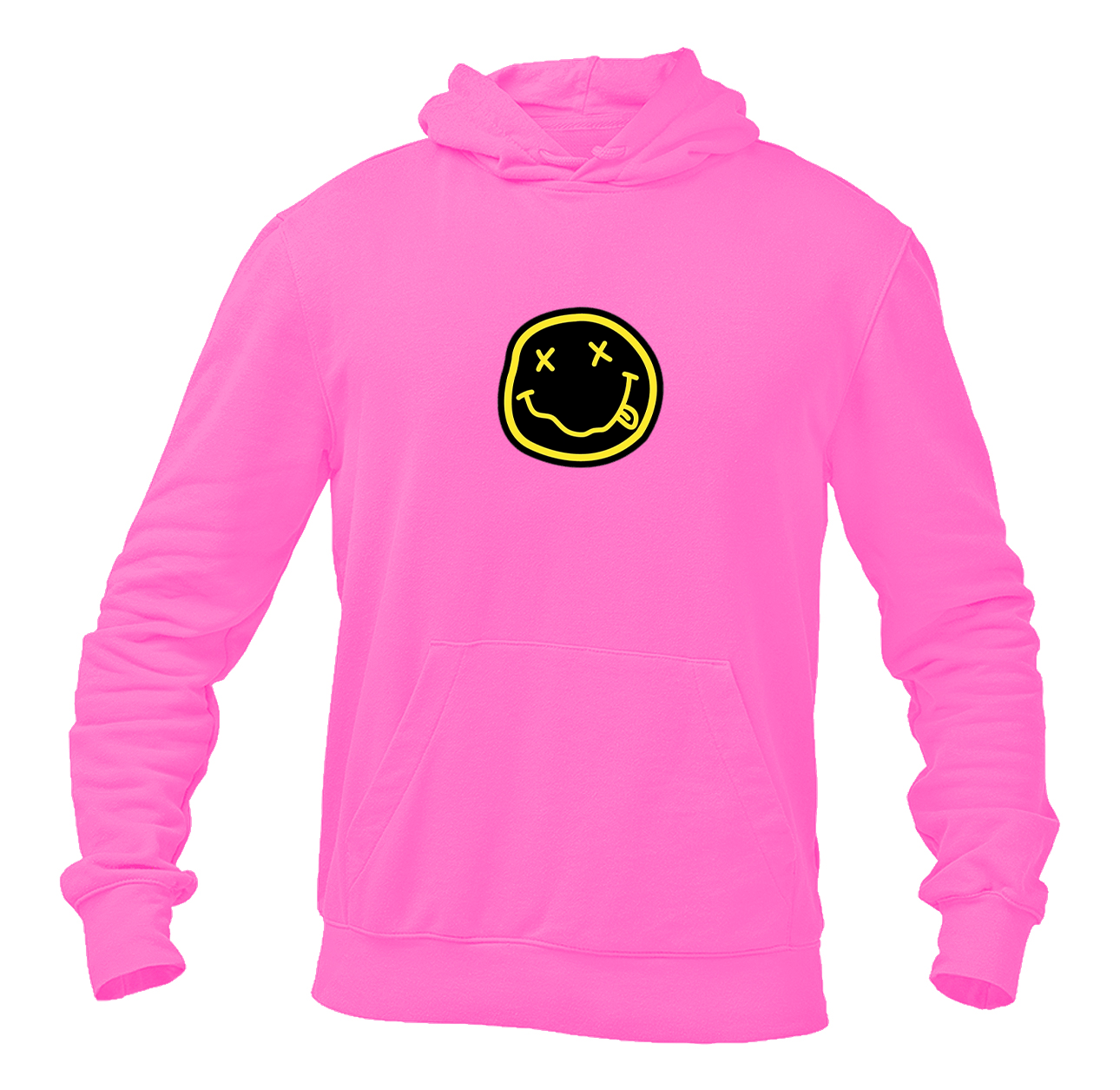 Men's Nirvana Yellow and Black Face Pullover Hoodie