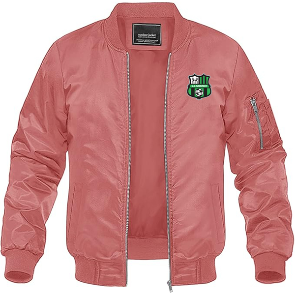 Men's U.S. Sassuolo Soccer Lightweight Bomber Jacket Windbreaker Softshell Varsity Jacket Coat