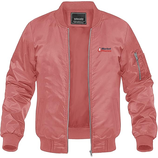 Men's MarketPhones.com Logo Lightweight Bomber Jacket Windbreaker Softshell Varsity Jacket Coat