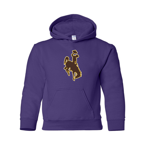 Youth   Wyoming Cowboys Gildan Heavy Blend  Hooded Sweatshirt