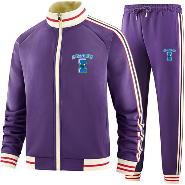 Men's Texas AM CC Islanders  Tracksuit with Bold Striped Accents and Zippered Front