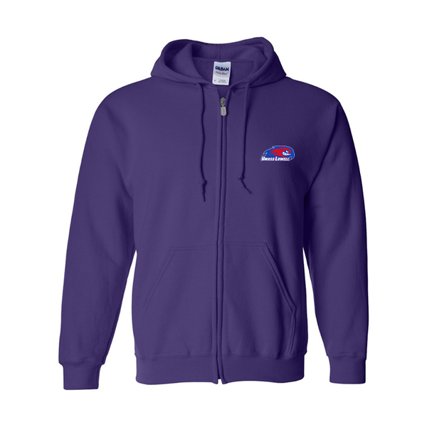 Men's  UMass Lowell River Hawks Gildan  Heavy Blend Full Zip Hooded Sweatshirt
