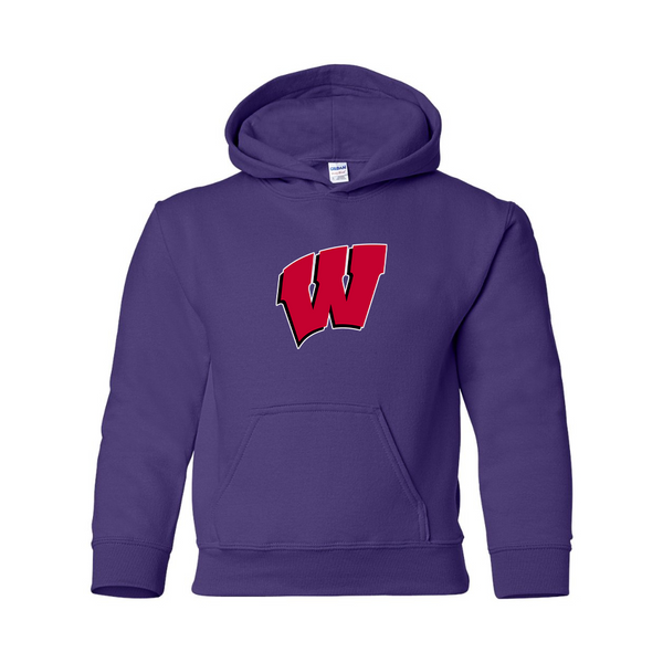 Youth  Wisconsin Badgers Gildan Heavy Blend  Hooded Sweatshirt