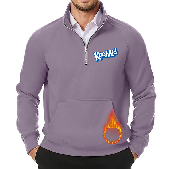 Men's kool-Aid JMIERR Quarter Zip Pullover Heavy Sweatshirts Warm Fleece Sweatshirt Polo Shirt with Pockets