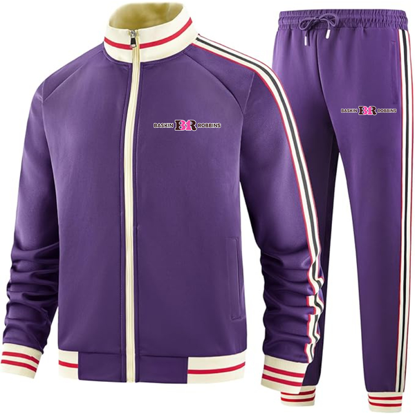 Men's Baskin-Rоbbins Tracksuit with Bold Striped Accents and Zippered Front