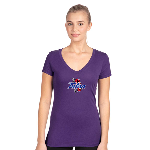 Women's Tulsa Golden Hurricane  Next Level V-Neck T-Shirt