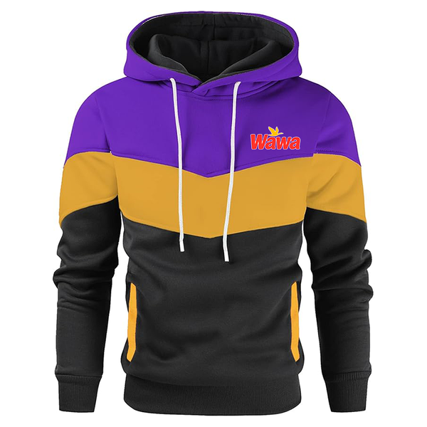 Men's Wawa Gas Station  Gesean  Novelty Color Block Pullover Fleece Hoodie Long Sleeve Casual