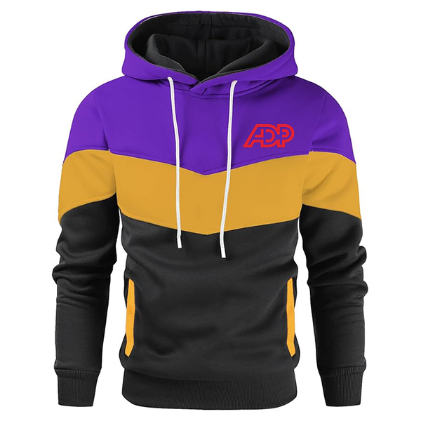 Men's ADP  Novelty Color Block Pullover Fleece Hoodie Long Sleeve Casual