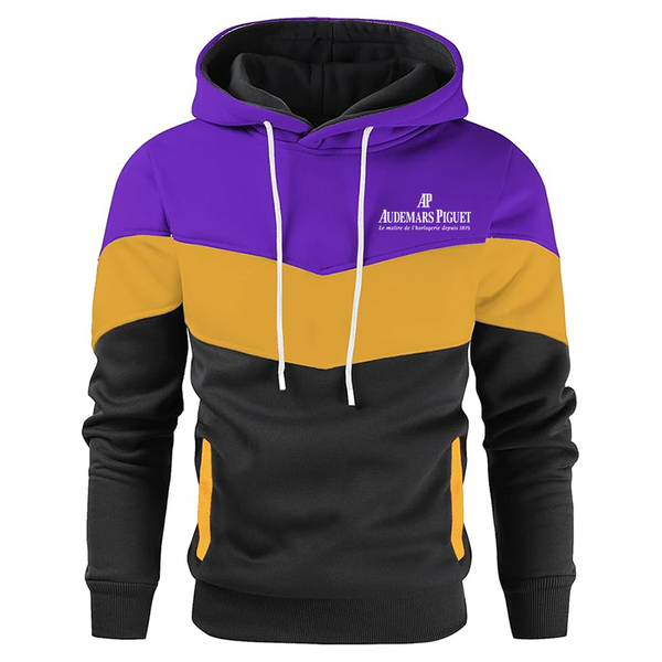 Men's Audemars-Piguet Novelty Color Block Pullover Fleece Hoodie Long Sleeve Casual