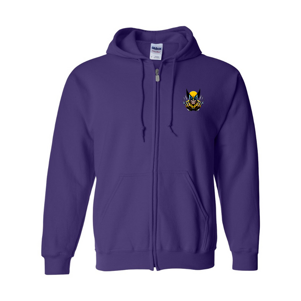 Men's Wolverine 2025 Art  Gildan  Heavy Blend Full Zip Hooded Sweatshirt