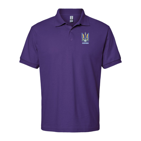 Men's Ukraine National Football Soccer Team Gildan Dry Blend Jersey Polo