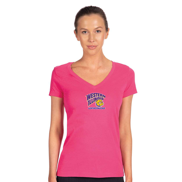 Women's Western Illinois Leathernecks  Next Level V-Neck T-Shirt