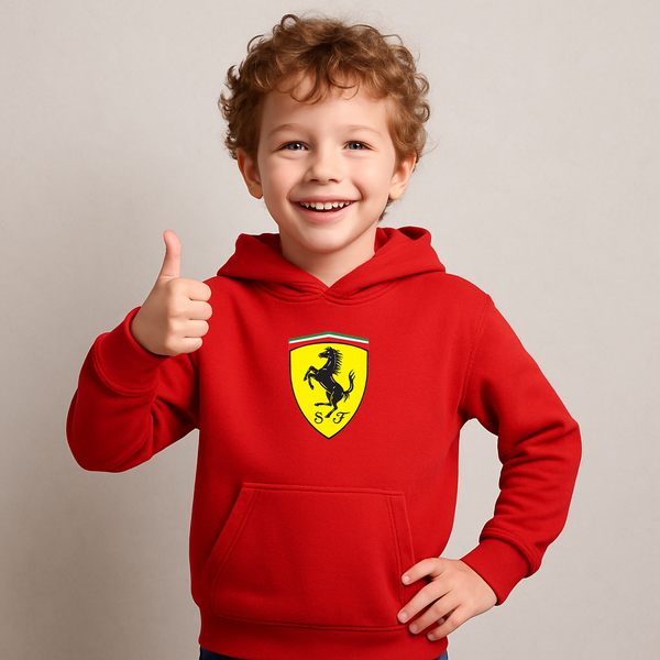 Youth Kids Ferrari Motorsport Car Pullover Hoodie