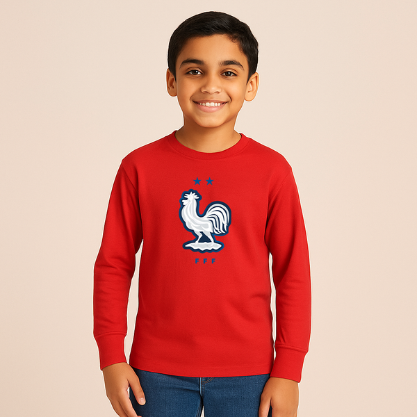 Youth Kids France National Soccer Team  Long Sleeve T-Shirt