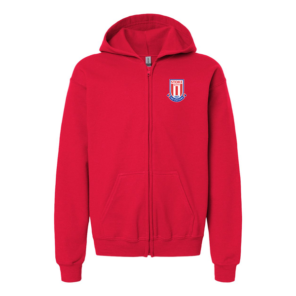 Gildan Heavy Blend Youth Stoke City Soccer  Full Zip Hooded Sweatshirt