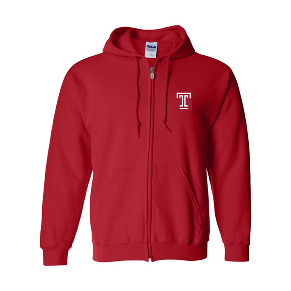 Men's Temple Owls Gildan  Heavy Blend Full Zip Hooded Sweatshirt