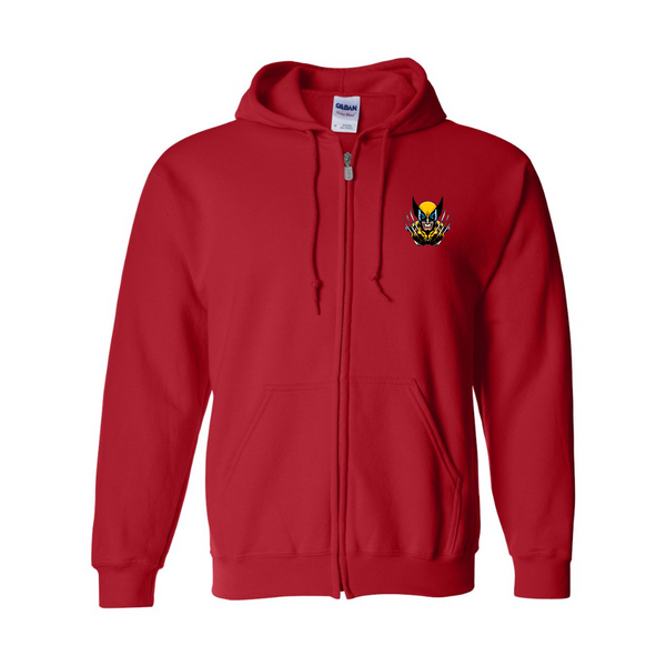 Men's Wolverine 2025 Art  Gildan  Heavy Blend Full Zip Hooded Sweatshirt