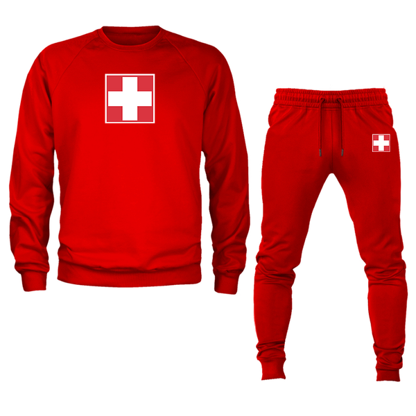Men's Switzerland National Football Soccer Team  Crewneck Sweatshirt Joggers Suit