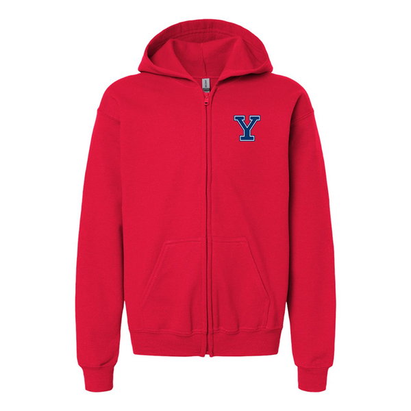 Gildan Heavy Blend Youth Yale Bulldogs Full Zip Hooded Sweatshirt