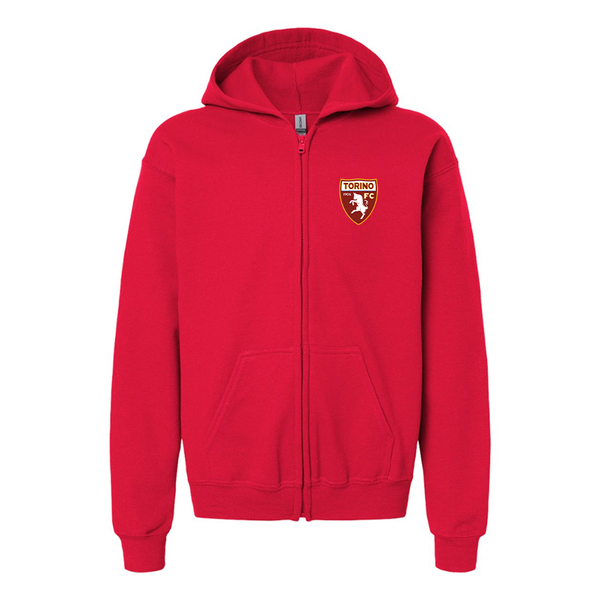 Gildan Heavy Blend Youth Torino Soccer Full Zip Hooded Sweatshirt