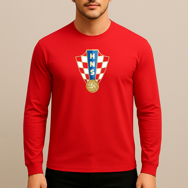 Men's Croatia National Soccer Team Long Sleeve T-Shirt