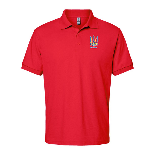 Men's Ukraine National Football Soccer Team Gildan Dry Blend Jersey Polo