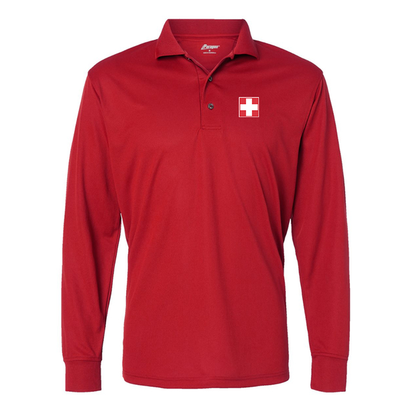 Men's Switzerland National Football Soccer Team Paragon Prescott Long Sleeve Polo
