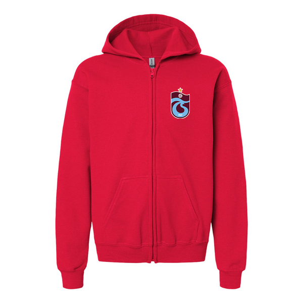 Gildan Heavy Blend Youth Trabzonspor Soccer Full Zip Hooded Sweatshirt