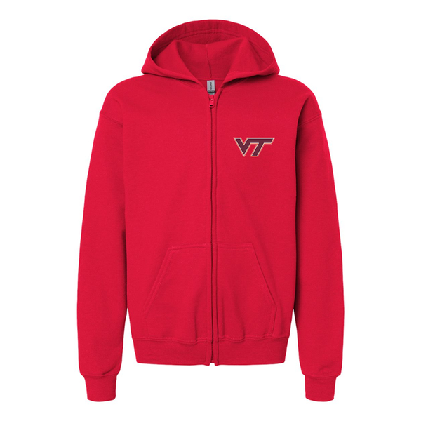 Gildan Heavy Blend Youth  Virginia Tech Hokies  Full Zip Hooded Sweatshirt