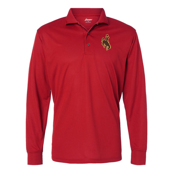 Men's  Wyoming Cowboys Art  Paragon Prescott Long Sleeve Polo