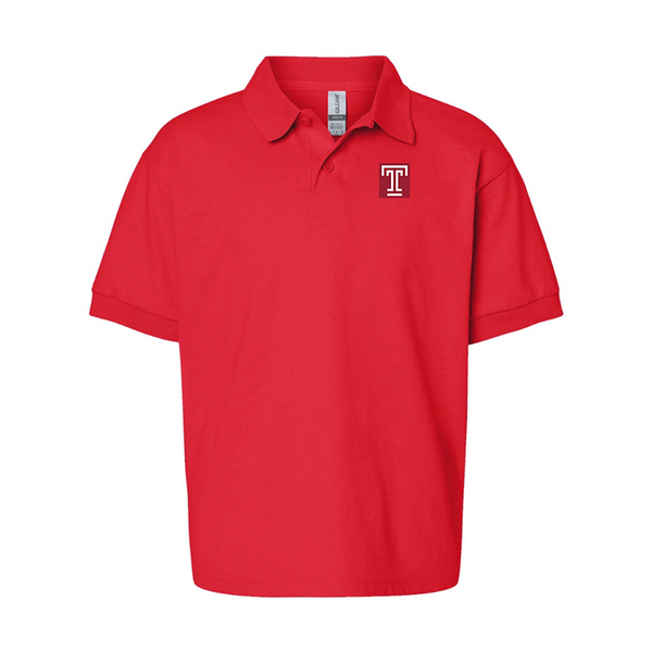 Youth Temple Owls Gildan Dry Blend Jersey Polo