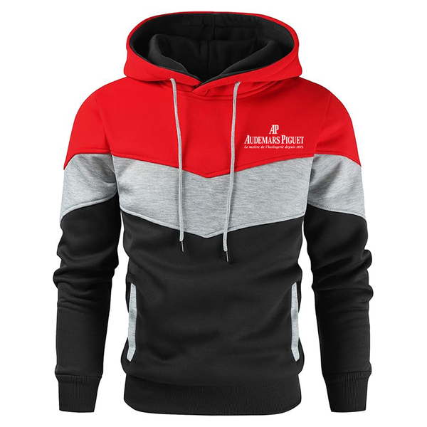 Men's Audemars-Piguet Novelty Color Block Pullover Fleece Hoodie Long Sleeve Casual