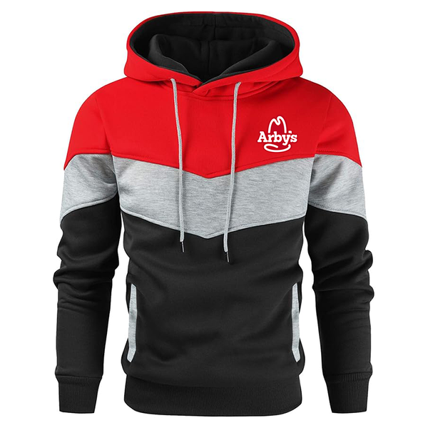 Men's Arbys  Novelty Color Block Pullover Fleece Hoodie Long Sleeve Casual