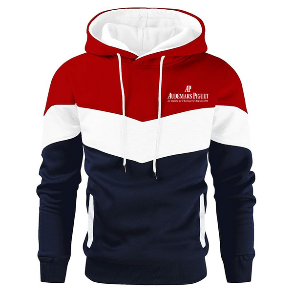 Men's Audemars-Piguet Novelty Color Block Pullover Fleece Hoodie Long Sleeve Casual
