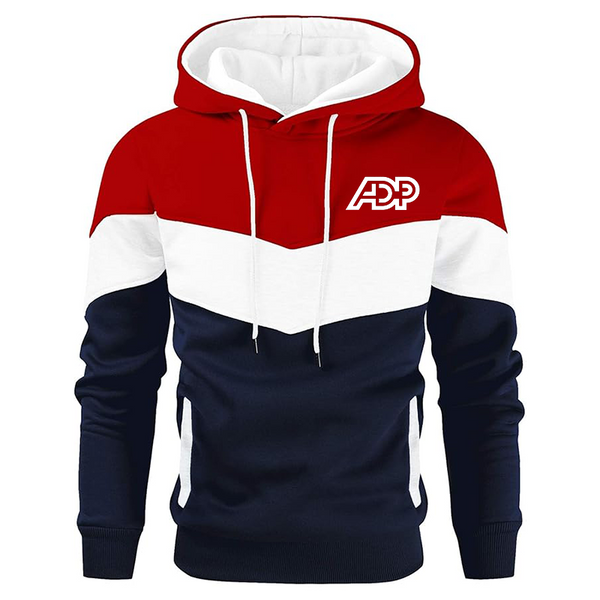 Men's ADP  Novelty Color Block Pullover Fleece Hoodie Long Sleeve Casual