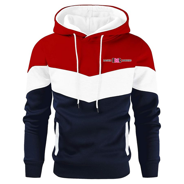 Men's Baskin-Rоbbins   Novelty Color Block Pullover Fleece Hoodie Long Sleeve Casual
