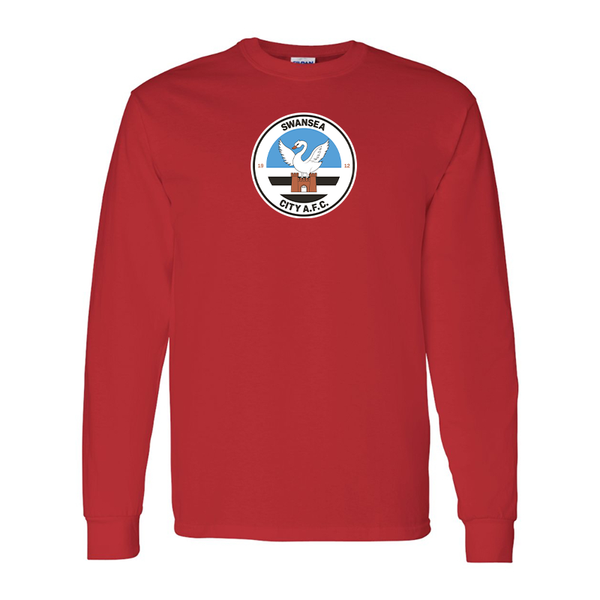 Men's Swansea City Soccer Gildan Heavy Cotton Long Sleeve T-Shirt