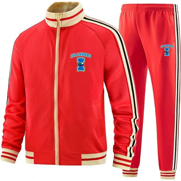 Men's Texas AM CC Islanders  Tracksuit with Bold Striped Accents and Zippered Front