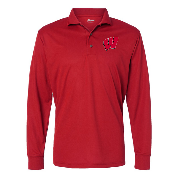 Men's  Wisconsin Badgers  Paragon Prescott Long Sleeve Polo
