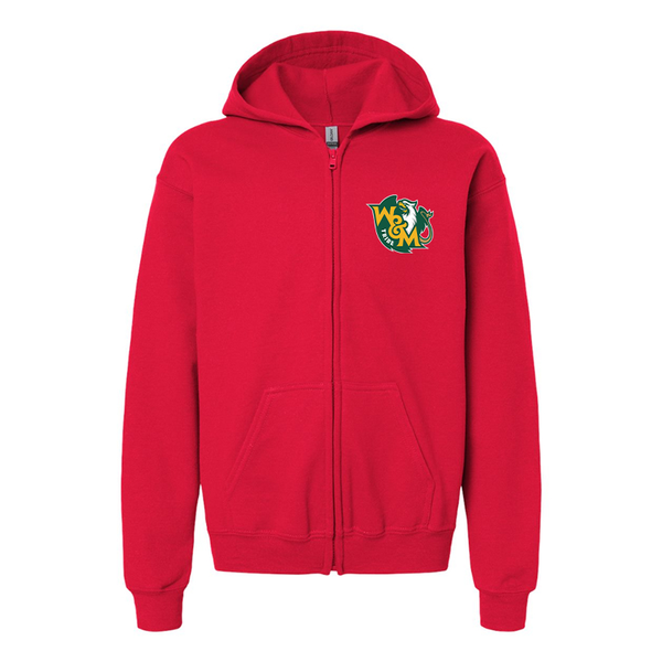 Gildan Heavy Blend Youth  William and Mary Tribe Full Zip Hooded Sweatshirt