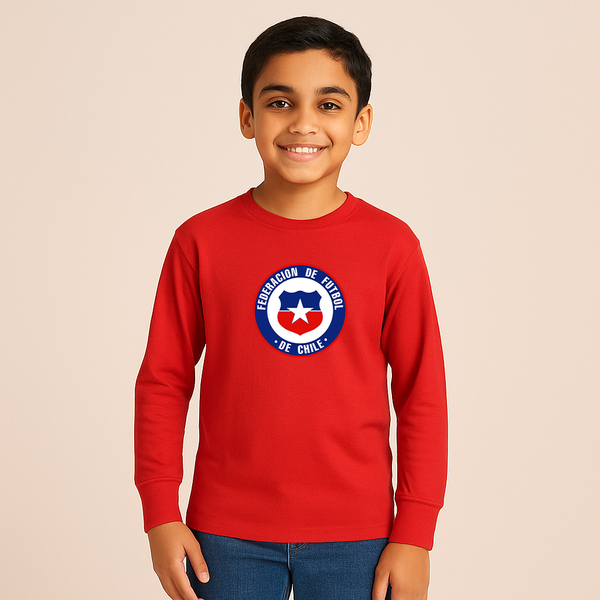 Youth Kids Chile National Soccer Team  Long Sleeve T-Shirt