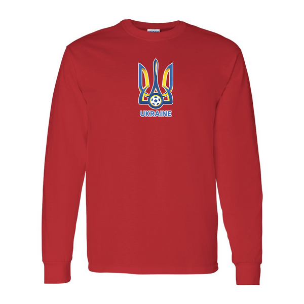 Men'sUkraine National Football Soccer Team Gildan Heavy Cotton Long Sleeve T-Shirt